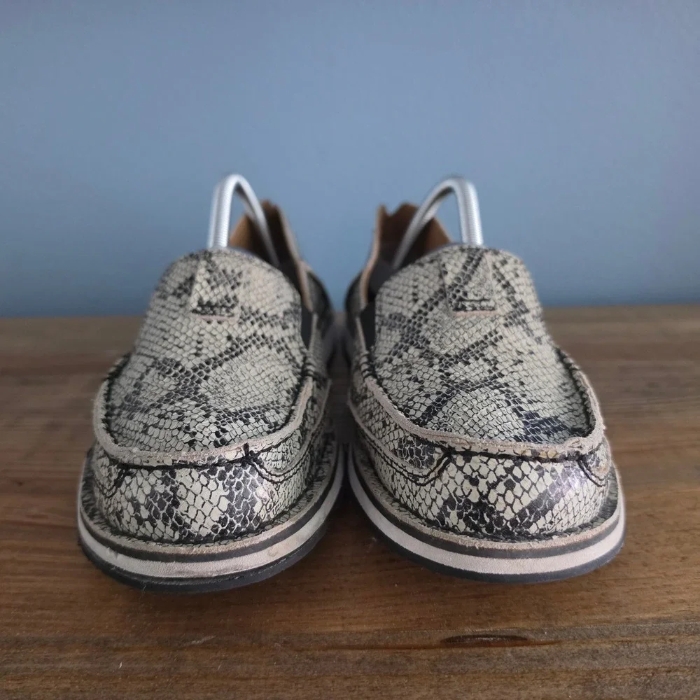 Ariat Womens Cruiser Slip On Shoes Snake Print Moc Toe Cream Black 11 B